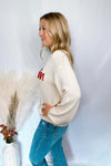 Pumpkin Embroidered Crew Neck Sweater - Ivory