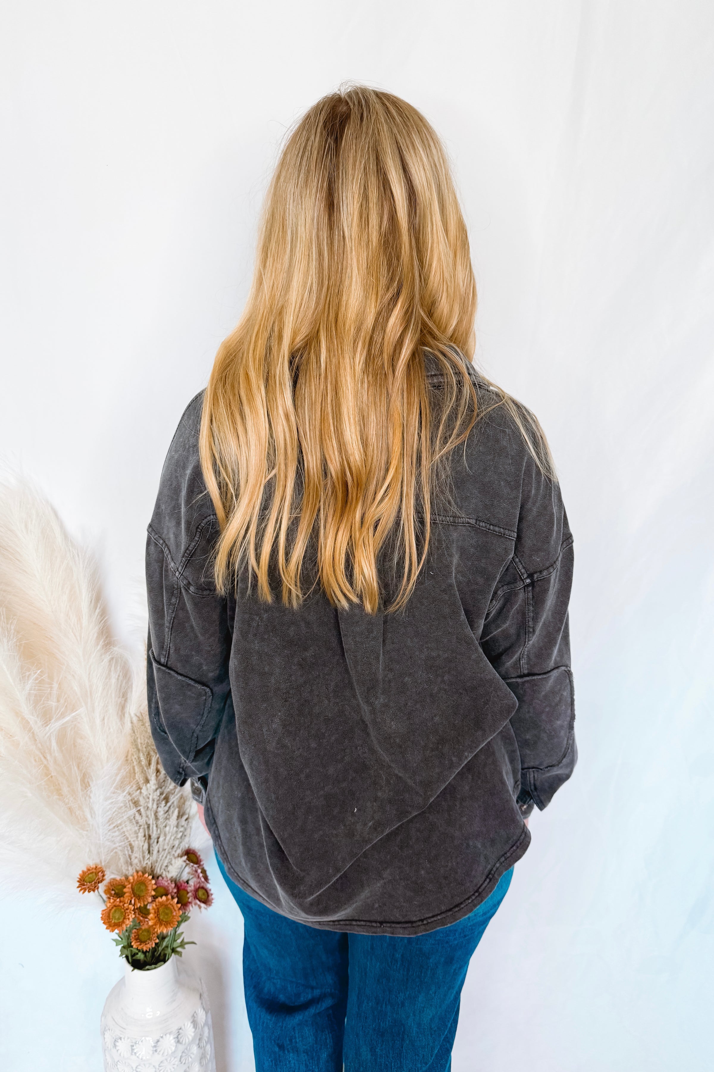 Cabin Chill Mineral Washed Button Down Top - Black