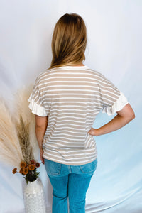 Spring Sunshine Striped Tee - Taupe/White