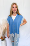 On The Brighter Side Button Down Knit Vest - Blue