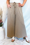 Vacay Chic Textured Wide Leg Pants - Taupe