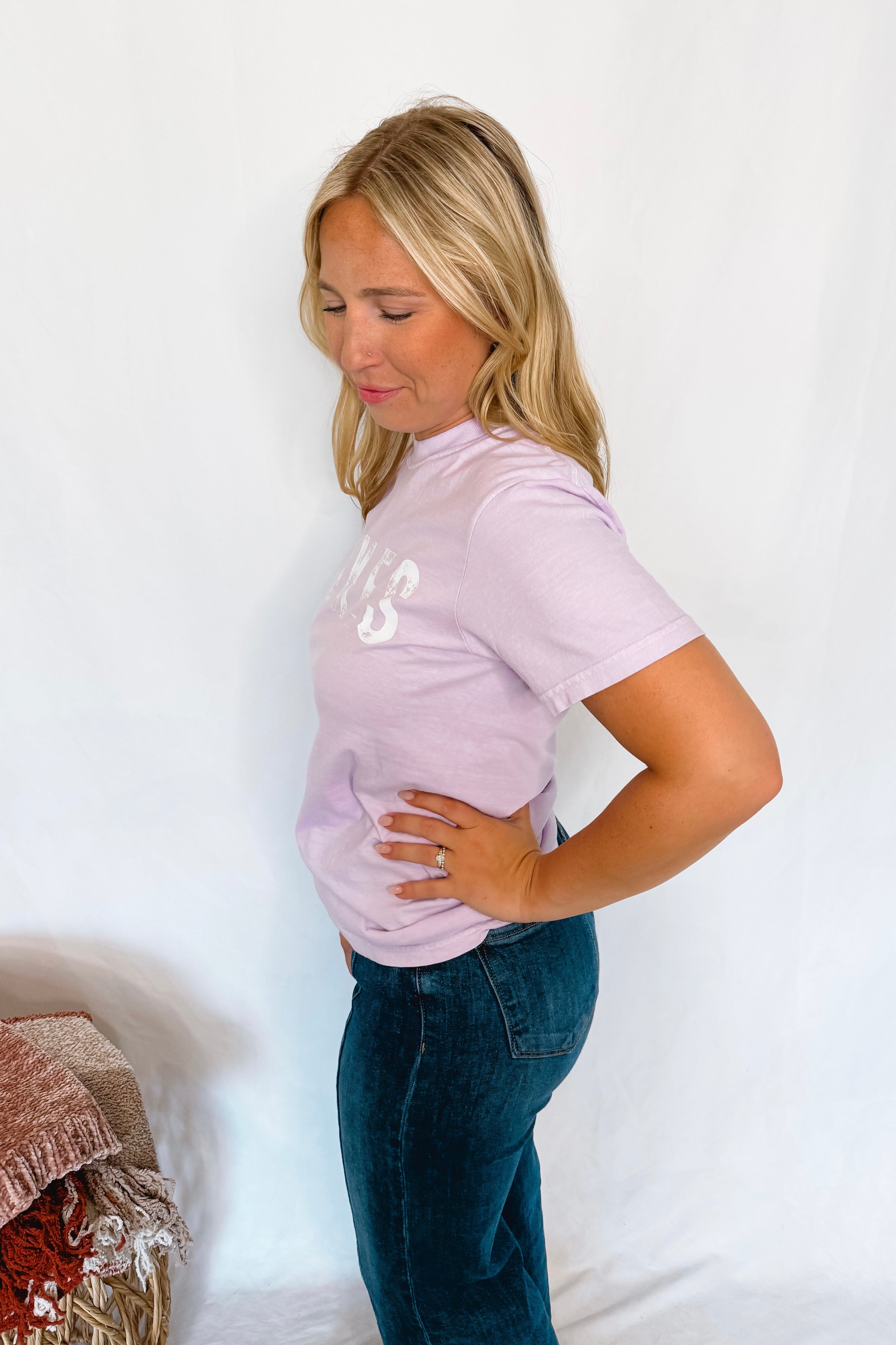 VIKES Distressed Graphic Tee - Lavender
