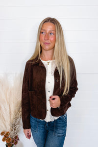 Major Icon Faux Suede Jacket - Dark Brown