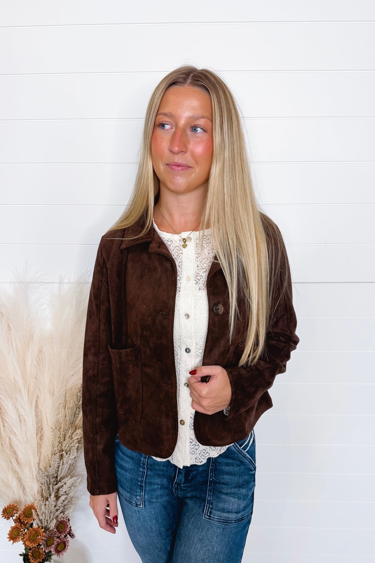 Major Icon Faux Suede Jacket - Dark Brown