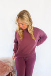 Casual Luxe Crew Neck Top - Plum