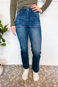 Addie High Rise Ankle Flare Risen Jeans - Dark Wash