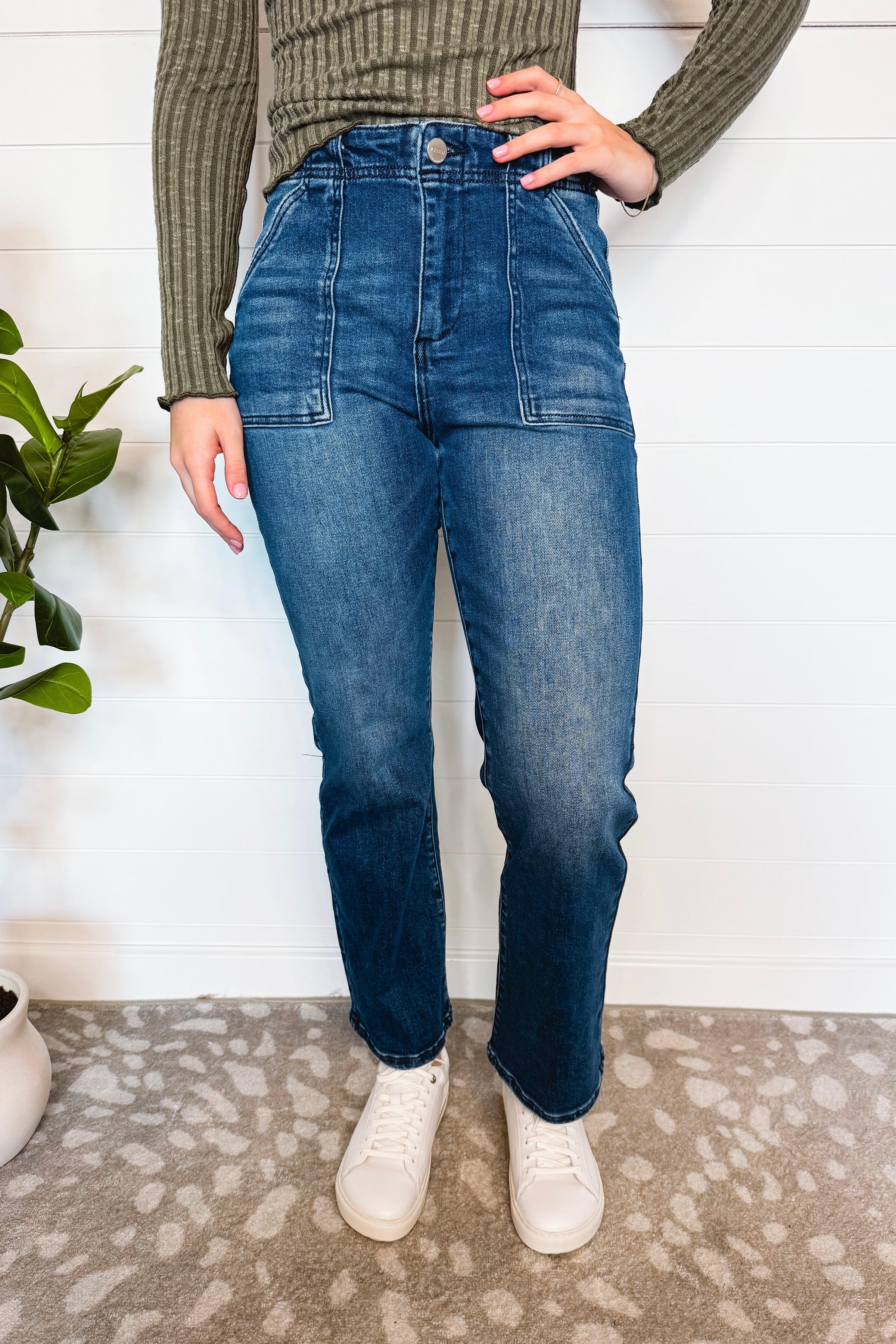 Addie High Rise Ankle Flare Risen Jeans - Dark Wash