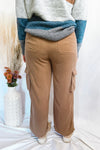 Weekend Vibe Drawstring Wide Leg Cargo Pants - Hazelnut