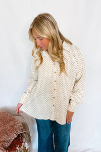 First Pick Floral Button Down Top - Natural