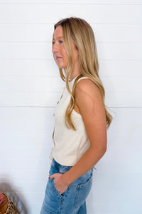 Easily Styled Knit Vest Top - Cream