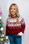 First Snowfall Crew Knit Sweater - Merlot