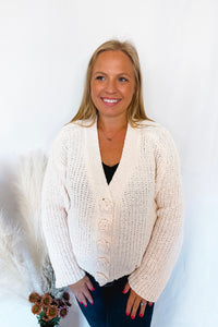 Feeling Flowery Chenille Button Cardigan - Cream (POL)