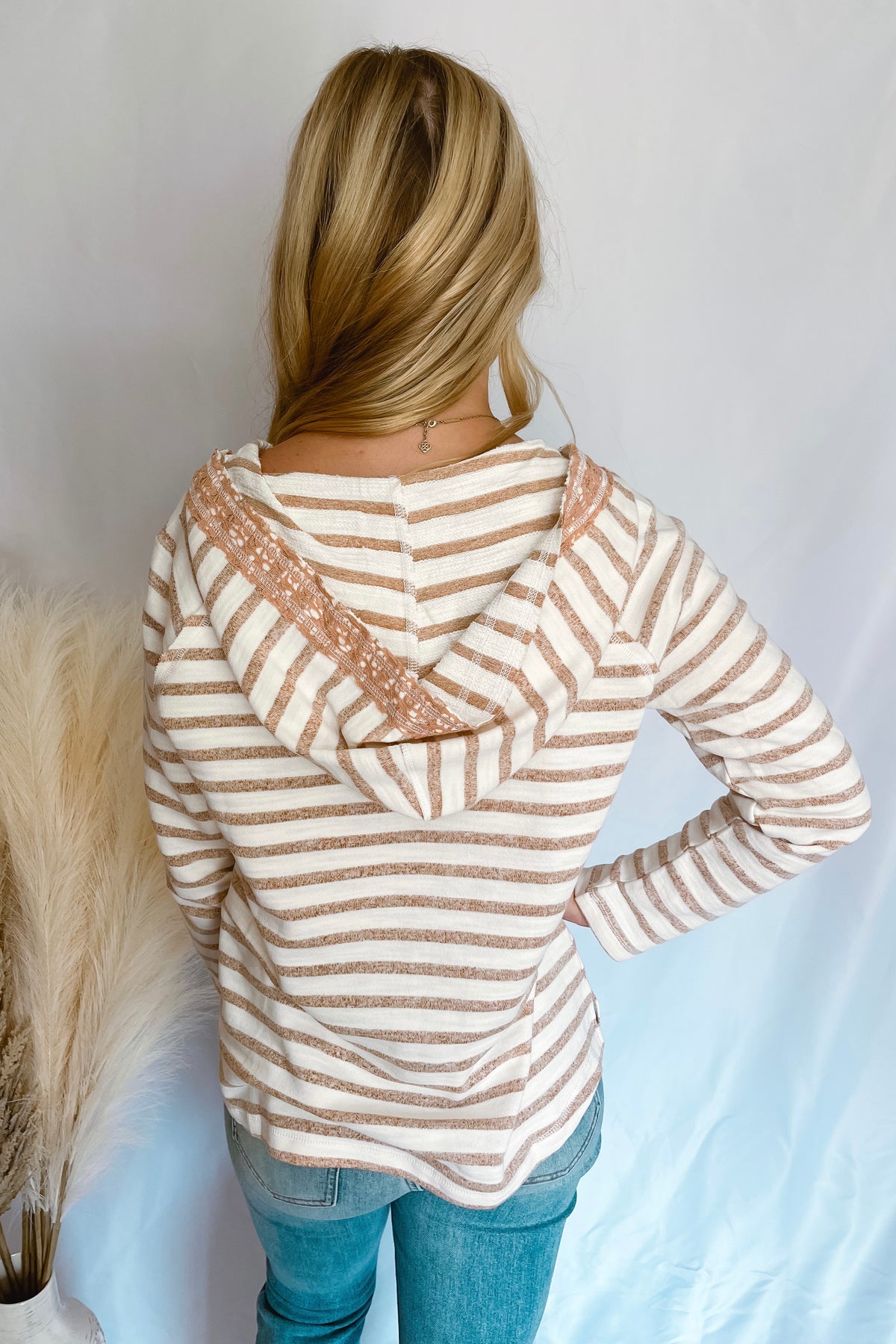 Cozy Moment Mauve Striped Hoodie Pullover