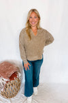 Fall Feels Mineral Washed V-Neck Top - Dark Tan