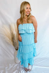 Blue Skies Baby Blue Strapless Maxi Dress