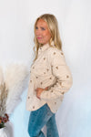 Pumpkin Patch Bow Corduroy Shacket - Ecru