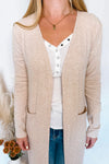Gertie Ribbed Open Front Cardigan - Oatmeal
