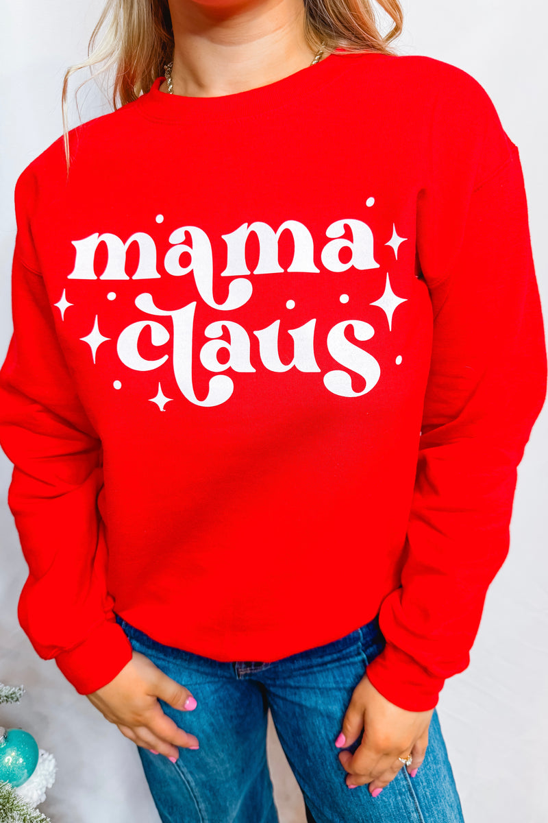 Mama Claus Christmas Crew Neck - Red