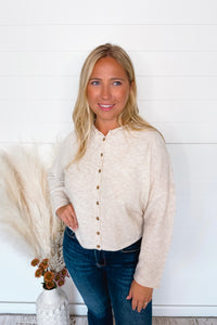 Sweet Breeze Lightweight Button Sweater - Oatmeal