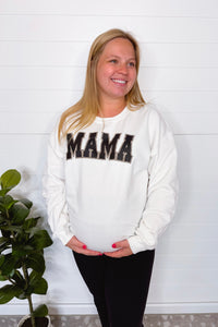 Mama Cheetah Graphic Crew Neck - White