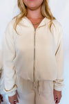 Level Up Scuba Zip Up Hoodie - Cream