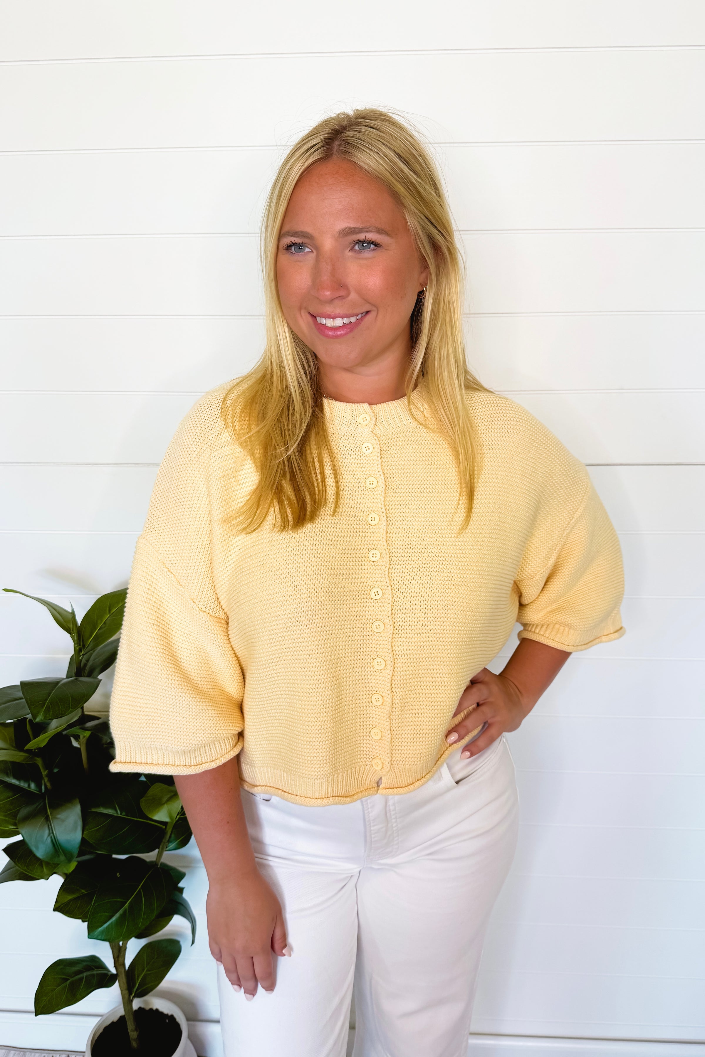 Landon Oversized Sweater Cardigan - Butter Yellow