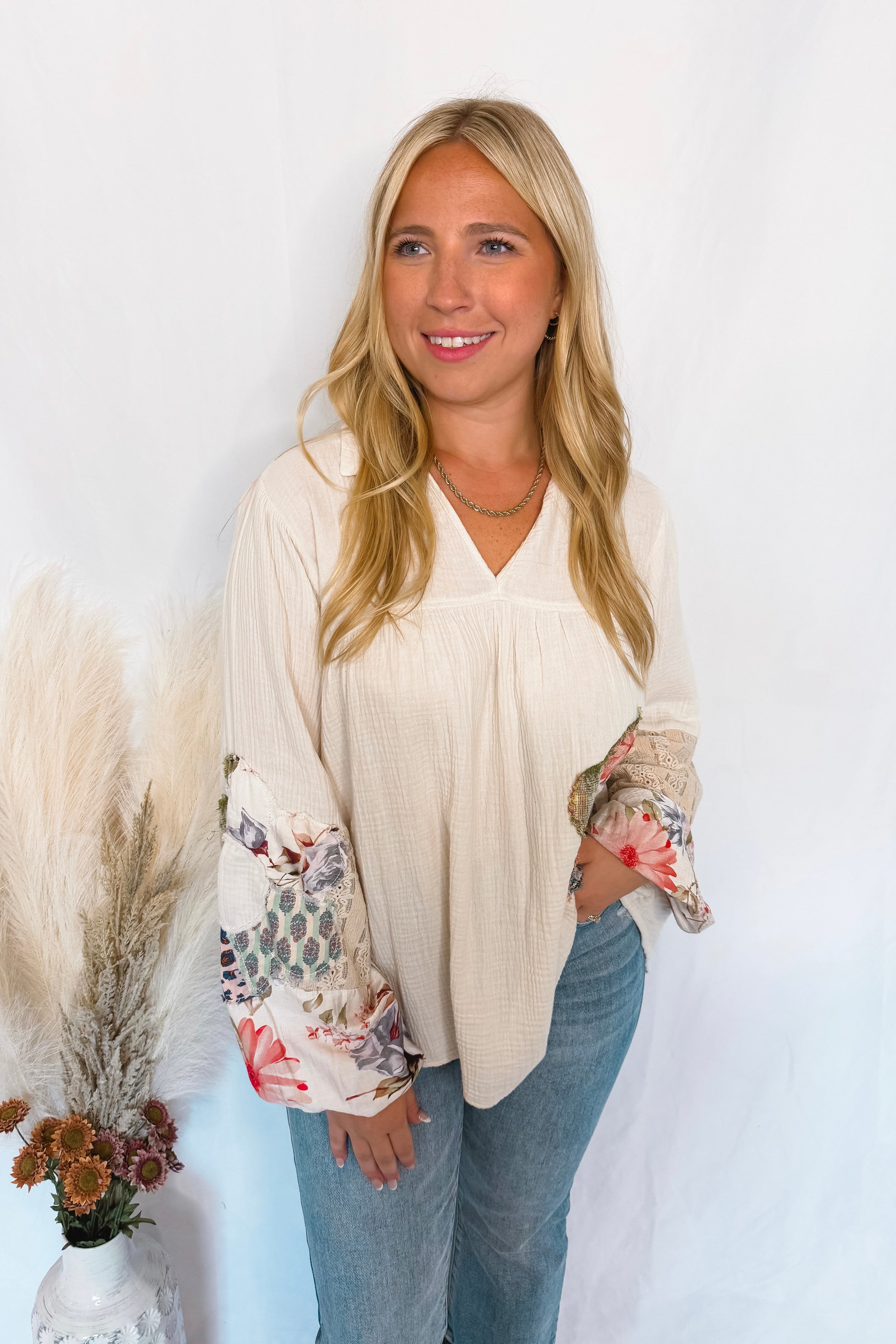 Ready For Something Flower Patch Blouse - Ivory