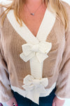 Take a Break Bow Detail Cardigan - Taupe