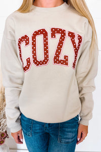 Cozy Dots Graphic Crew Neck - Sand