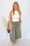 Remy Wide Leg Terry Knit Pants - Olive