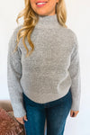New York Chill Mock Neck Knit Sweater - Grey