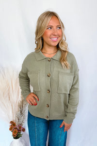 Classic Charm Button Down Knit Cardigan - Olive