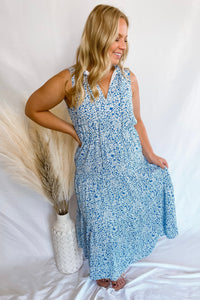 Stay Spirited Blue Floral Tiered Maxi Dress