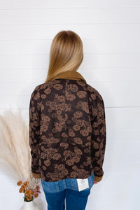 Warm Blooms Floral Denim Jacket - Brown