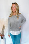 Brunch Ready Mixed Knit Sweater - Grey