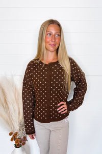 Simple Pleasures Polka Dot Button Cardigan - Brown