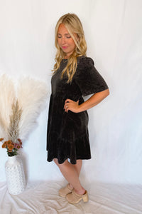 Free Falling Mineral Washed Denim Mini Dress - Black
