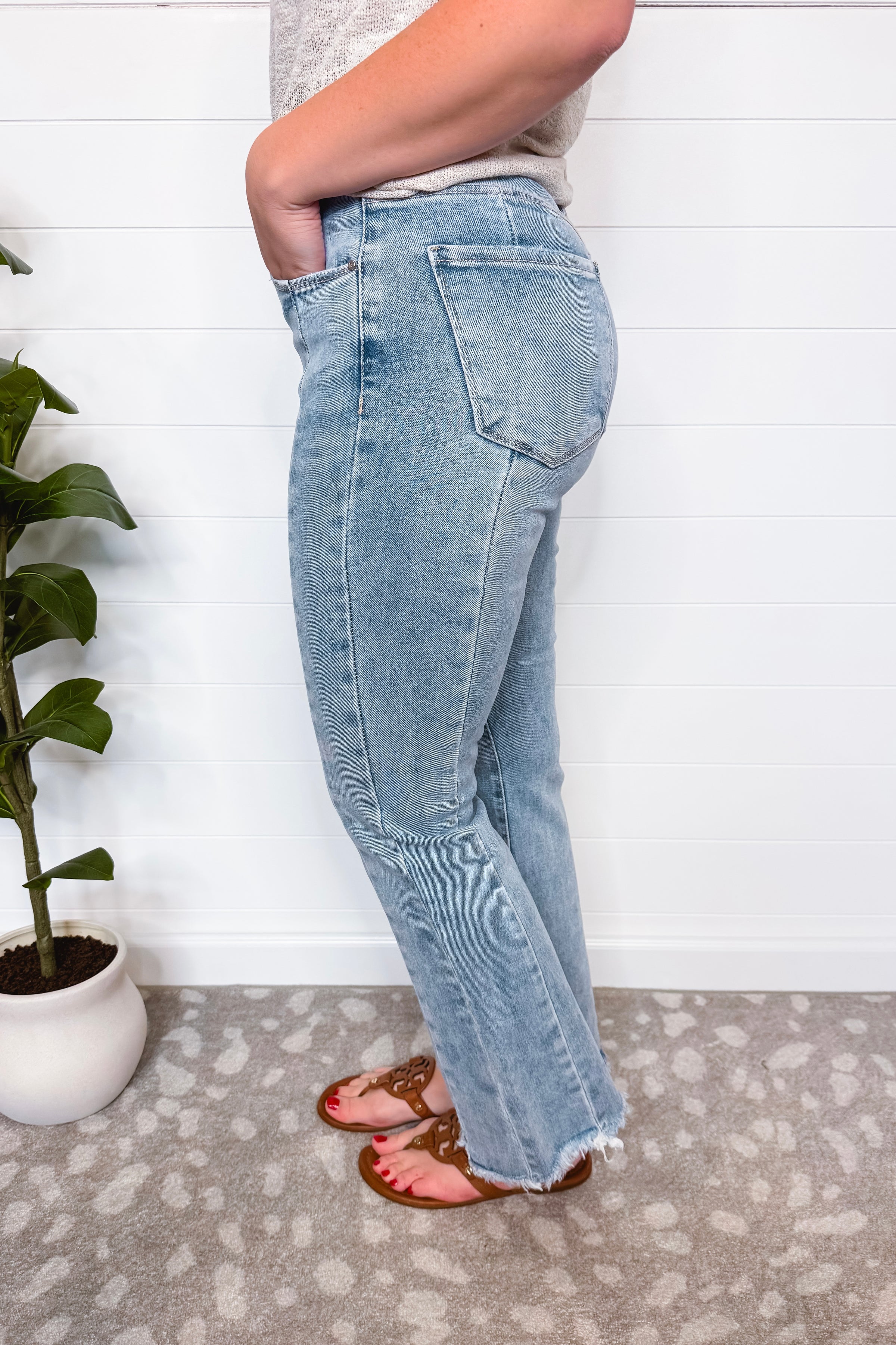 Reese High Rise Flare Seam Risen Jeans - Light