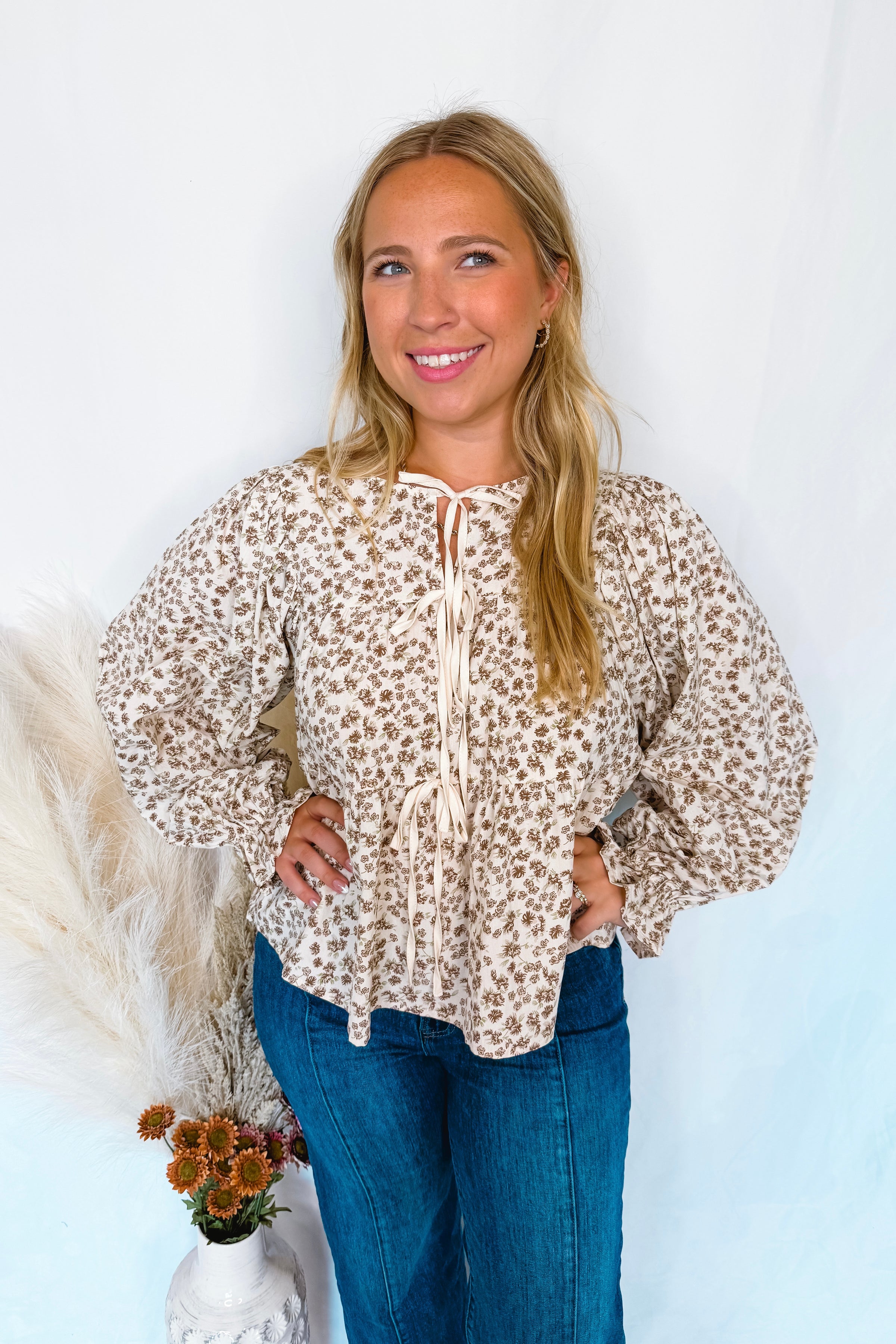 Little Bit Of Fall Peplum Blouse - Ivory