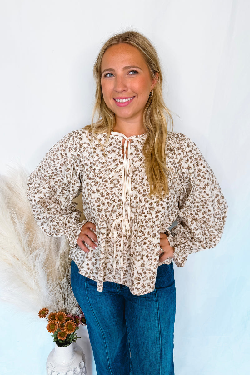 Little Bit Of Fall Peplum Blouse - Ivory