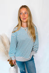 Bailey Striped Oversized Knit Top - Blue/Ivory