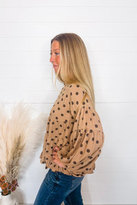 State Of Whimsy Polka Dot Blouse - Latte