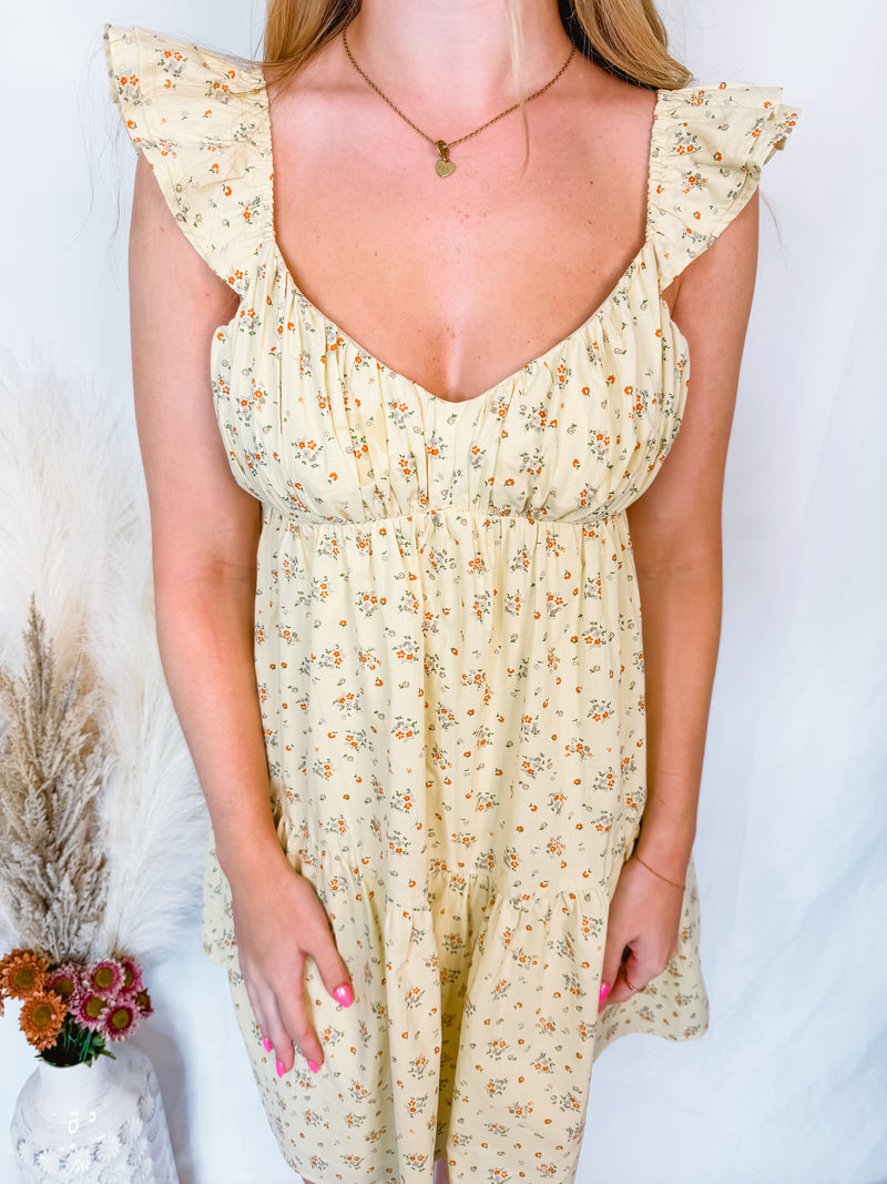 Sun Days Floral Mini Dress - Yellow