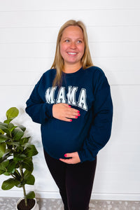 Mama Coastal Vibes Graphic Crew Neck - Navy