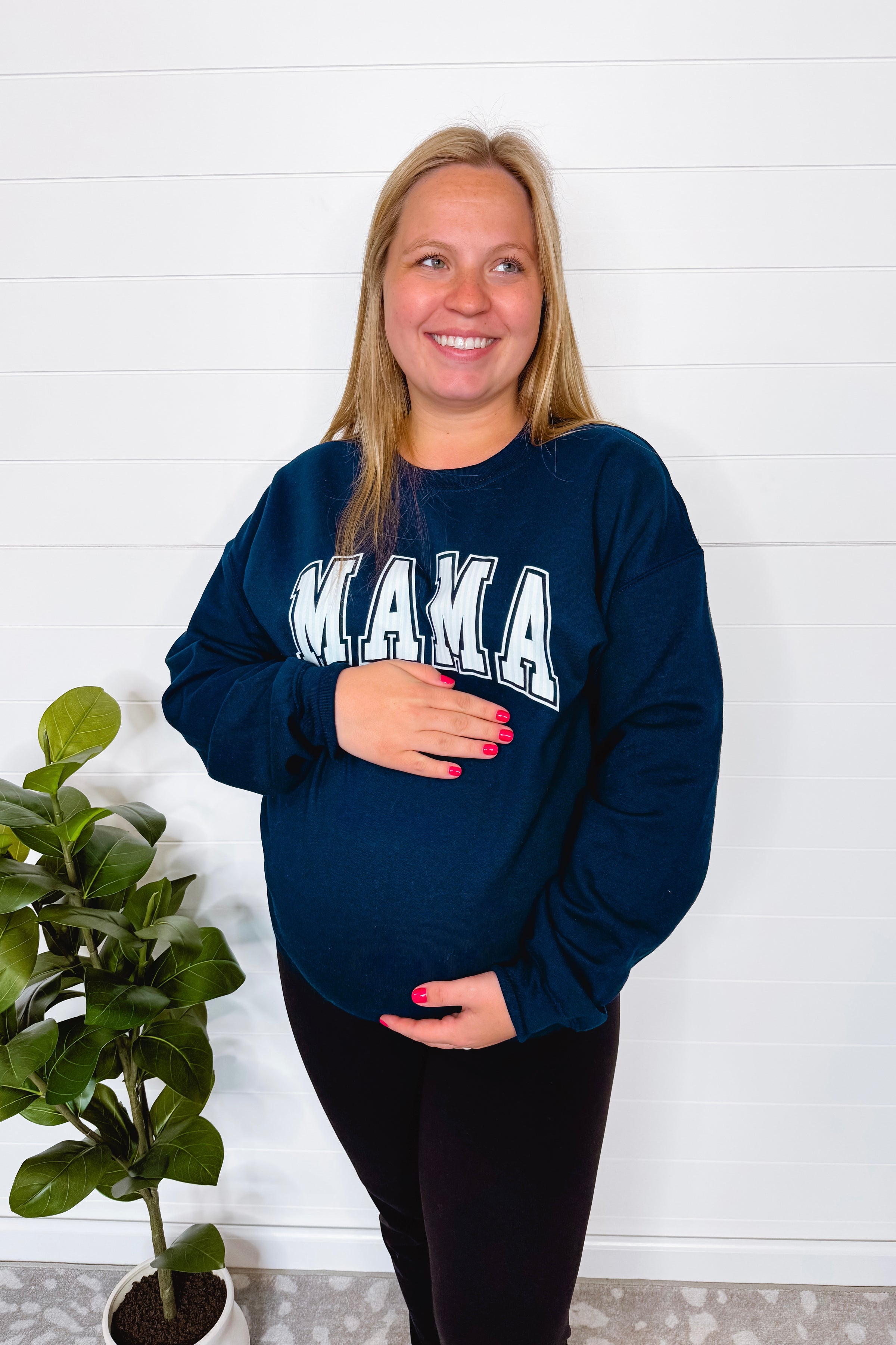 Mama Coastal Vibes Graphic Crew Neck - Navy
