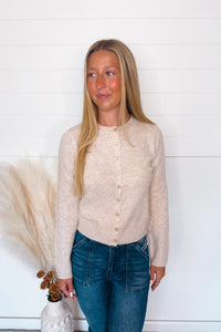 Victoria Lightweight Button Sweater - Oatmeal