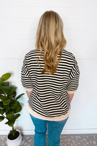 Bentley Striped Oversized Top - Black/Cream