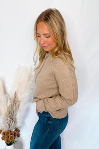 Love A Latte Button Sweater - Tan
