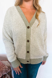 Snuggle Season Button Cardigan - Light Olive