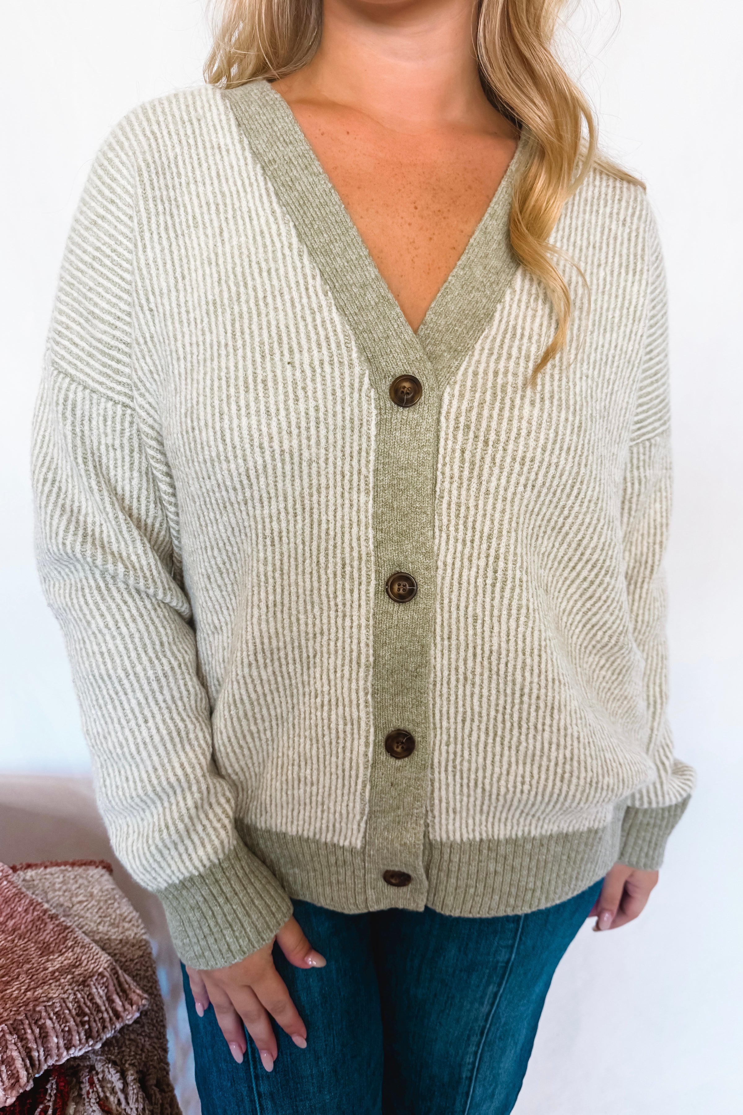 Snuggle Season Button Cardigan - Light Olive